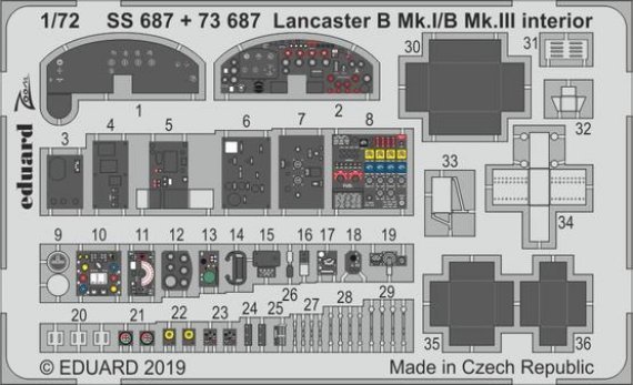 1/72 Lancaster B Mk.I/B Mk.III interior colour photoetched set
