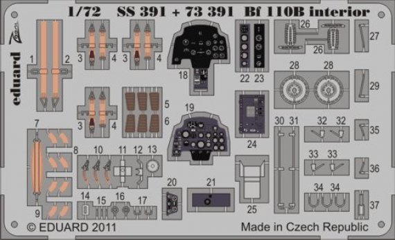 1/72 Messerschmitt Bf 110B interior (self adhesive) (Airfix)