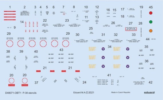 1/48 Decals P-38 stencils