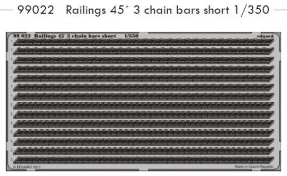 1/350 Railings 45 3 chain bars short