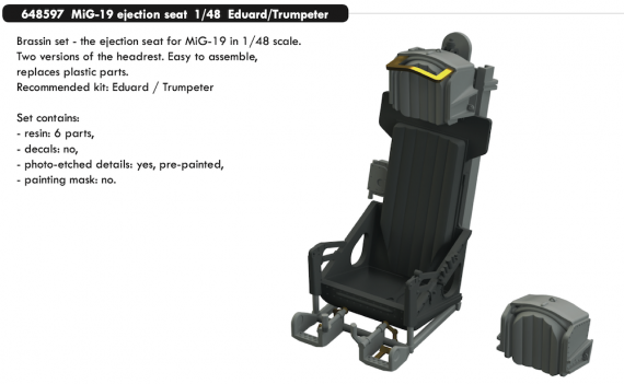 Brassin 1/48 MiG-19 ejection seat