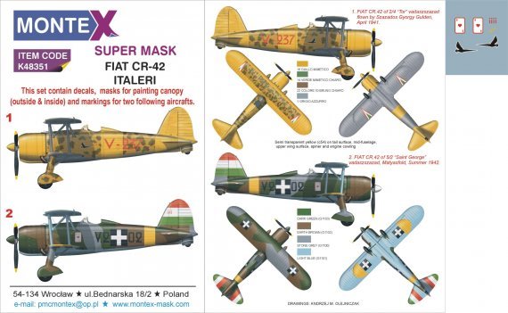1/48 Fiat CR.42 canopy mask, insignia masks, decals