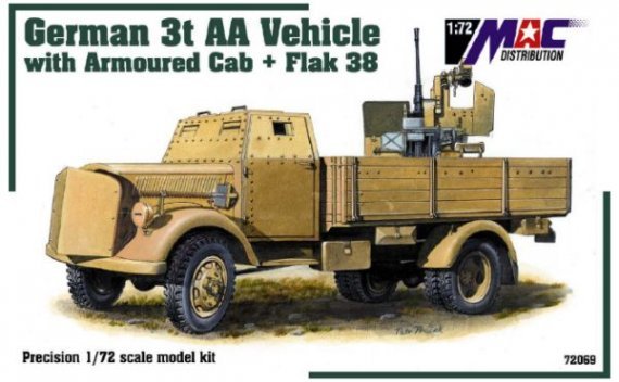 1/72 Armoured cab 3t Aa vehicle with Flak 38