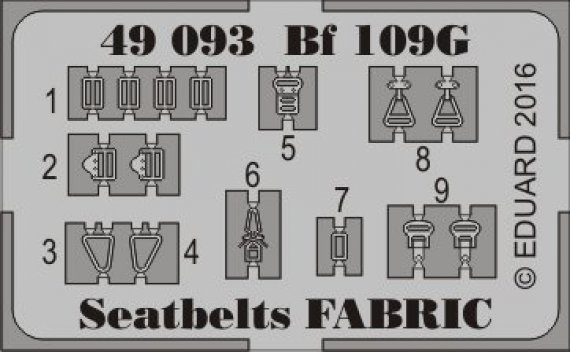 SET Bf 109G seatbelts FABRIC