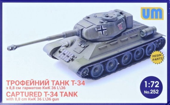 1/72 T-34 tank with 8.8cm KwK 36 L/36 gun