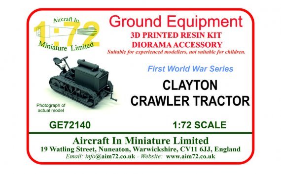 1/72 Clayton Crawler tractor Rfc circa 1917