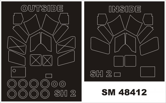 1/48 Kaman SH-2F Seasprite canopy masks (for Kitty Hawk)