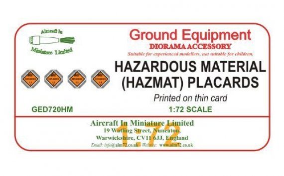 1/72 Hazardous materials (HAZMAT) Placards.
