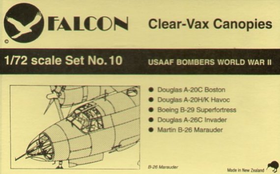 Falcon 1/72 USAAF Bombers WWII - Transparents cabines