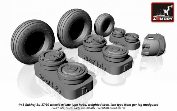1/48 Sukoi Su-27/Su-30 weighted wheels set with late type hubs
