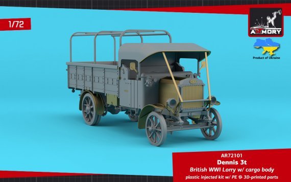 1/72 Dennis 3t Lorry, British WWI lorry with flatbed cargo body