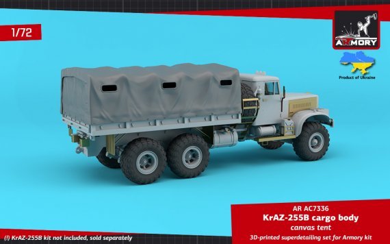 1/72 KrAZ-255B Soviet 6x6 cargo truck canvas tent for Armory