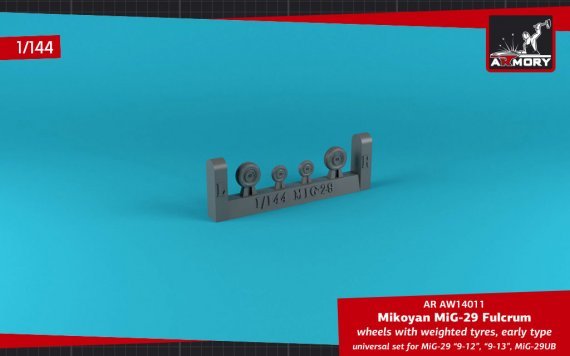 1/144 Mikoyan MiG-29 Fulcrum wheels with weighted tires, early
