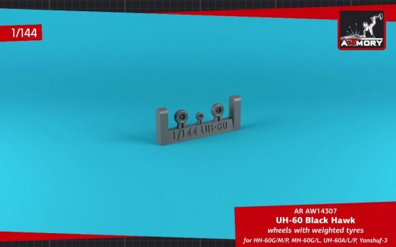 1/144 Sikorsky UH-60 Black Hawk wheels with weighted tires