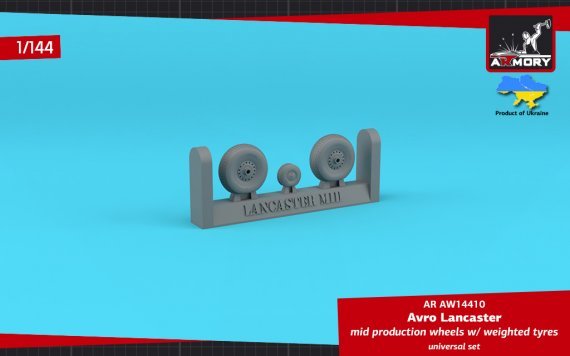 1/144 Avro Lancaster B.I/III wheels mid type with weighted tyres