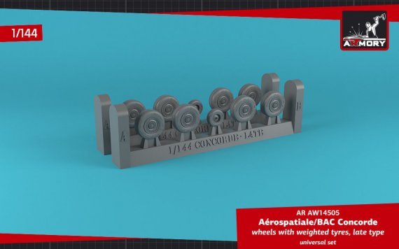 1/144 Aerospatiale Concorde wheels with weighted tires, late