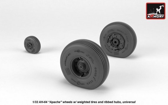 1/32 Hughes AH-64A Apache wheels with weighted tires spoked hub