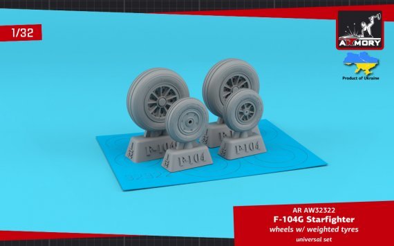 1/32 Lockheed F-104G Starfighter wheels with optional nose wheel