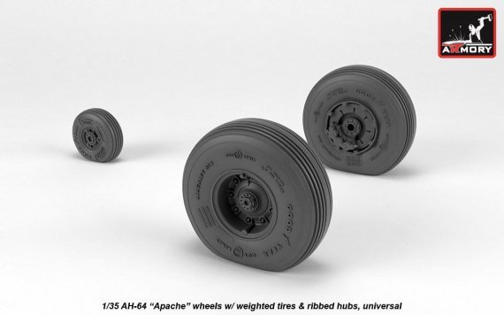 1/35 Hughes AH-64A Apache wheels with weighted tires, spoked hub