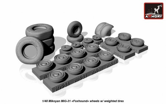 1/48 Mikoyan MiG-31 wheels w/ weighted tiresMiG-31, MiG-31BM