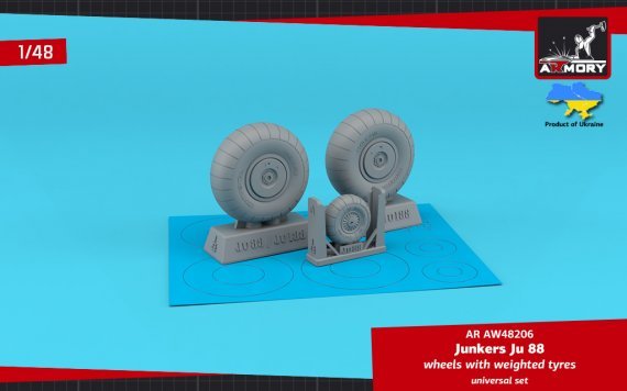 1/48 Ju-88 late wheels with weighted tires and paint masks