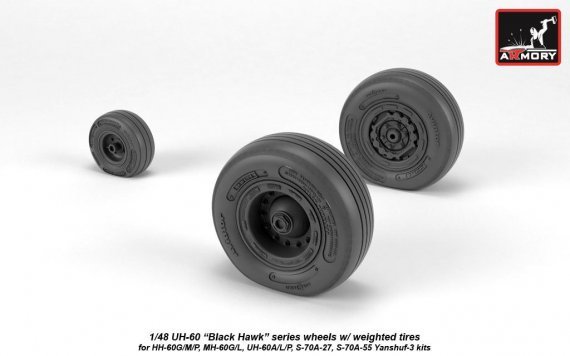 1/48 Sikorsky UH-60 Black Hawk wheels with weighted tires