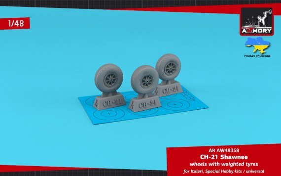 1/48 Piasecki H-21 Shawnee wheels with weighted tyres