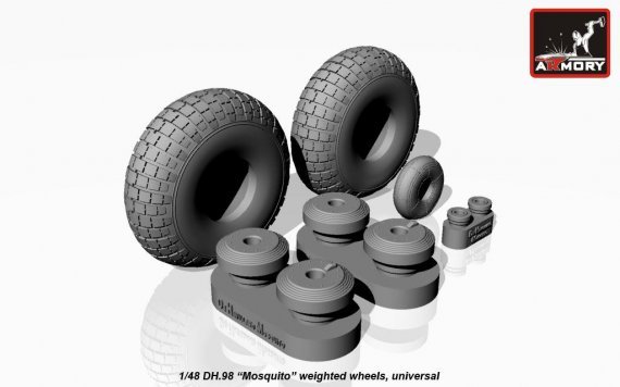 1/48 DH.98 Mosquito weighted wheel checkboard pattern