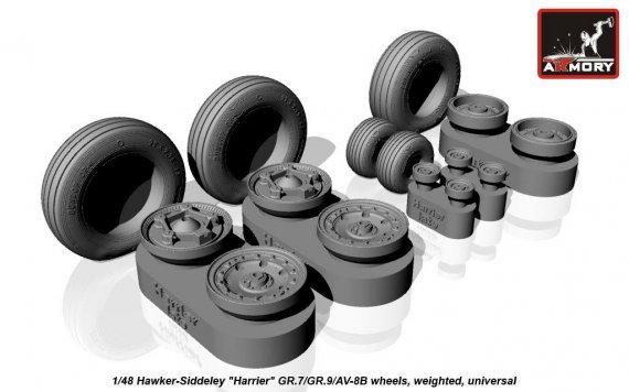 1/48 Harrier GR.7/GR.9/AV-8B weighter wheels late