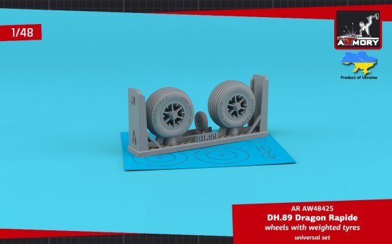 1/48 De Havilland DH.89A Dragon Rapide wheels with weighted tyre