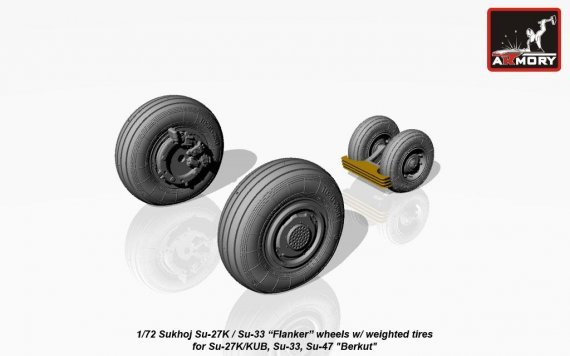 1/72 Su-27K/KUB, Su-33, Su-47 Berkut weighted wheels set