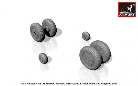 1/72 Yakovlev Yak-28 wheels w/ weighted tires  universal