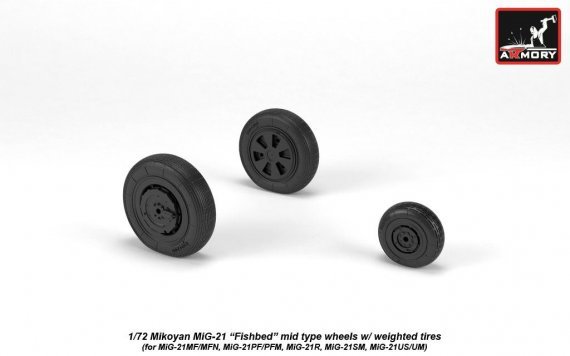 1/72 Mid Mikoyan MiG-21 Fishbed wheels w/ weighted tires