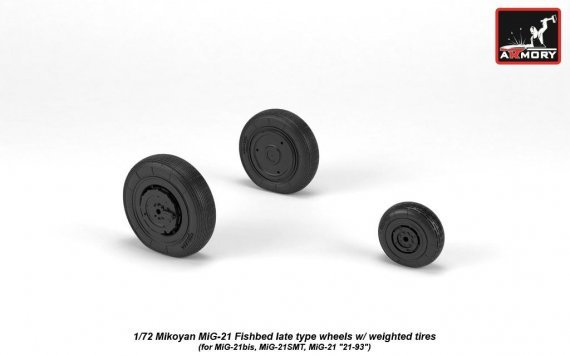 1/72 Late Mikoyan MiG-21 Fishbed wheels w/ weighted tires