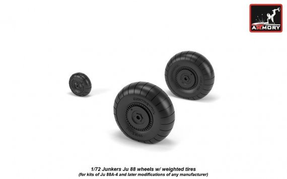 1/72 Junkers Ju-88 late wheels w/ weighted universal tires