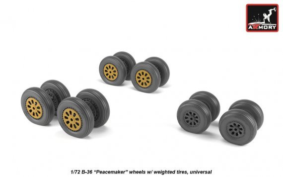 1/72 Convair B-36 Peacemaker wheels with weighted tires