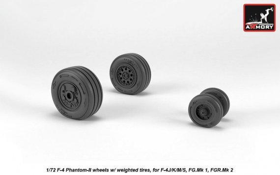 1/72 Late production F-4 Phantom-II wheels with weighted tires