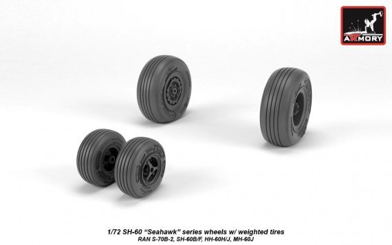1/72 Sikorsky SH-60 Seahawk wheels with weighted tires