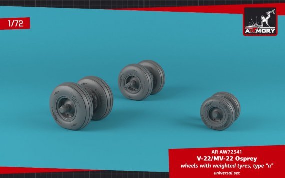 1/72 Bell-Boeing OV-22 Osprey wheels with weighted tires type A
