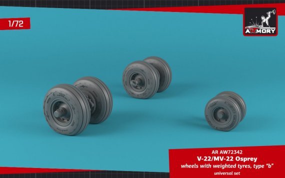 1/72 Bell-Boeing OV-22 Osprey wheels with weighted tires type B