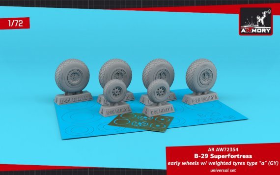1/72 Boeing B-29 Superfortress early production weighted wheels