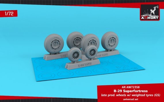 1/72 Boeing B-29 Superfortress late production weighted wheels
