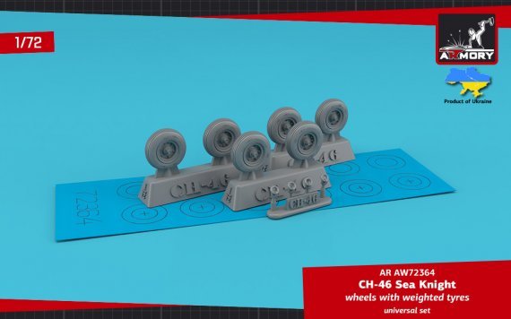 1/72 Boeing CH-46 Sea Knight wheels with weighted tyres
