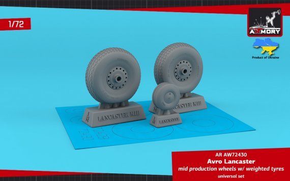 1/72 Avro Lancaster wheels mid type with weighted tyres