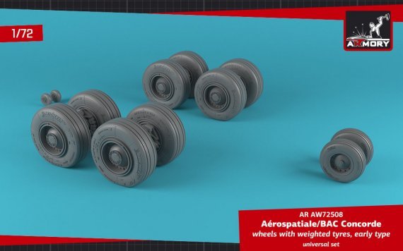 1/72 Aerospatiale Concorde wheels with weighted tyres early