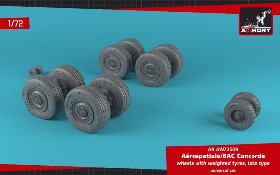 1/72 Aerospatiale Concorde wheels with weighted tyres late