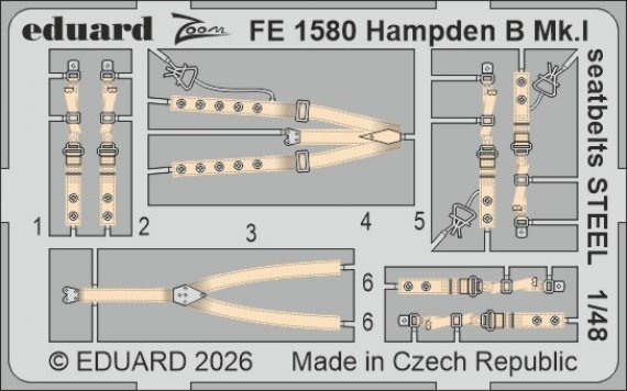 Eduard Ceintures de s�curit� acier Hampden B Mk.I 1/48 ICM