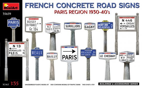 1/35 French Concrete Road Signs, Paris 1930-40s