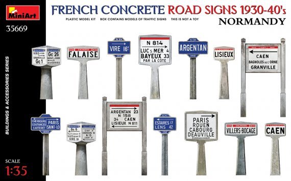 1/35 French Concrete Road Signs, Normandy 1930-40s