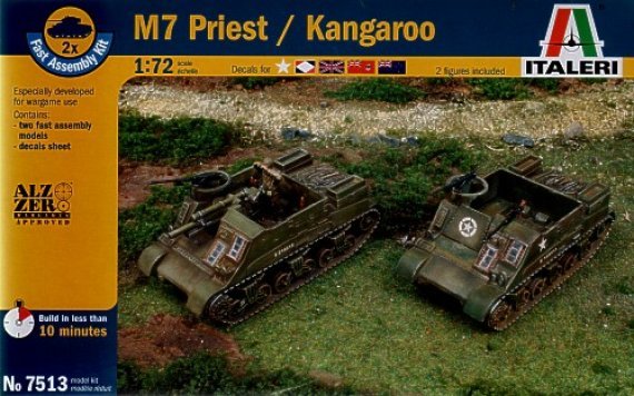 1/72 M7 Priest 105mm HMC includes 2 snap together vehicles